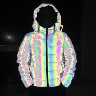 Unisex Holographic Reflective Rainbow Winter Jacket