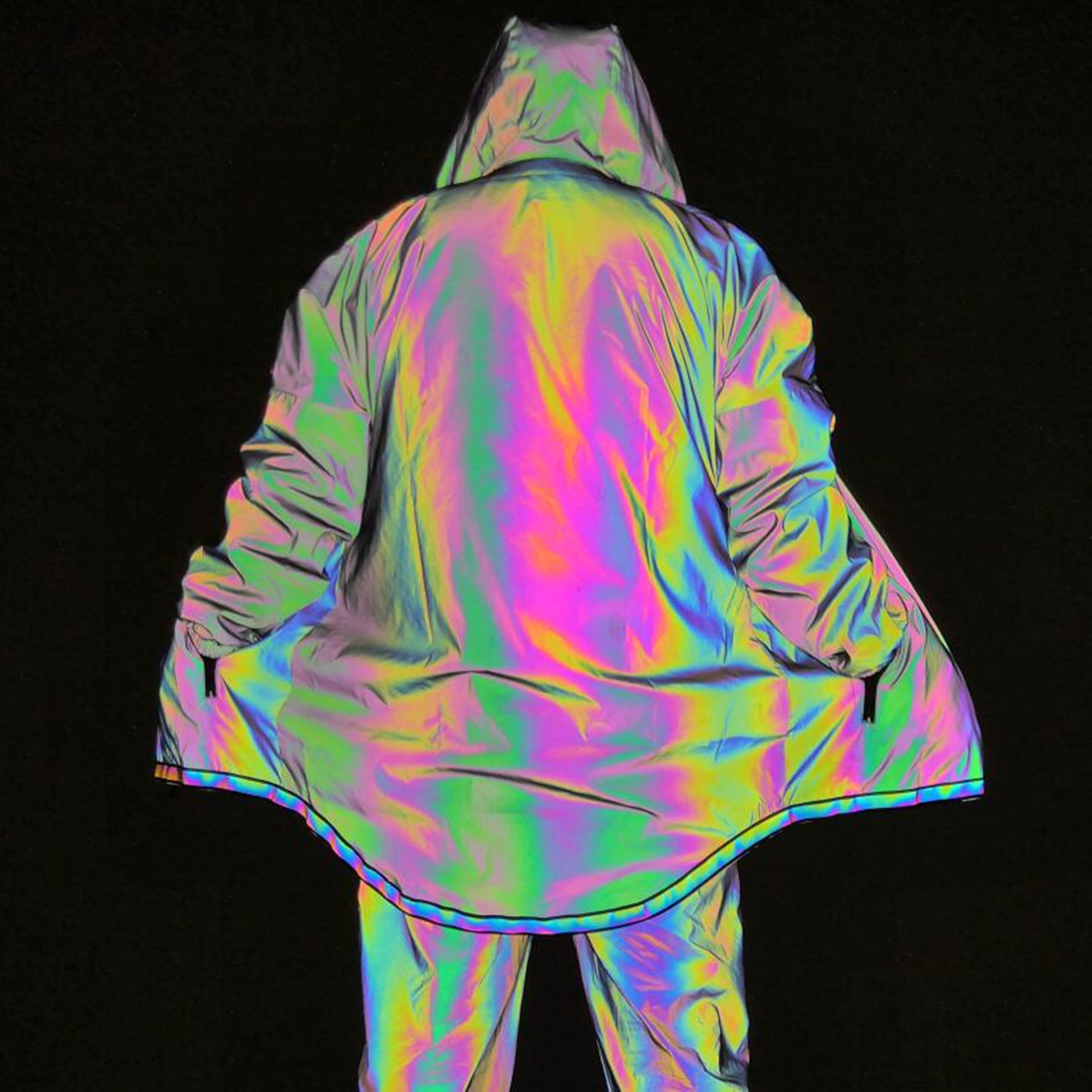 This jacket is made of rainbow reflective fabric, it appears black in  daylight, while at night when ill…