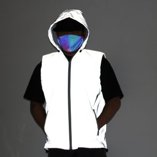 Holographic Reflective Vest Cool Hoodie | Reflective Rave Zipper Jacket Burning Man EDM Rave Clothing