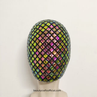 Colorful Unique Design Square Jewels Diamond Full Face Mask Covered in Rainbow Square Diamond