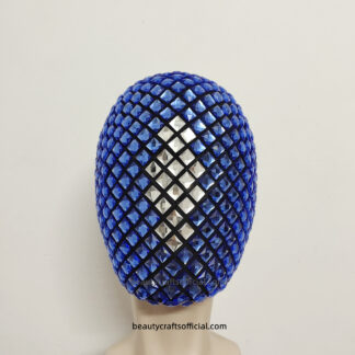 Unique Design Square Jewels Diamond Full Face Mask with Royalblue and White Square Diamond