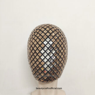 Unique Design Square Jewels Diamond Full Face Mask Covered in Brown and White Square Diamond