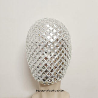 2.0 White Unique Design Square Jewels Diamond Full Face Mask Covered in Square Diamond